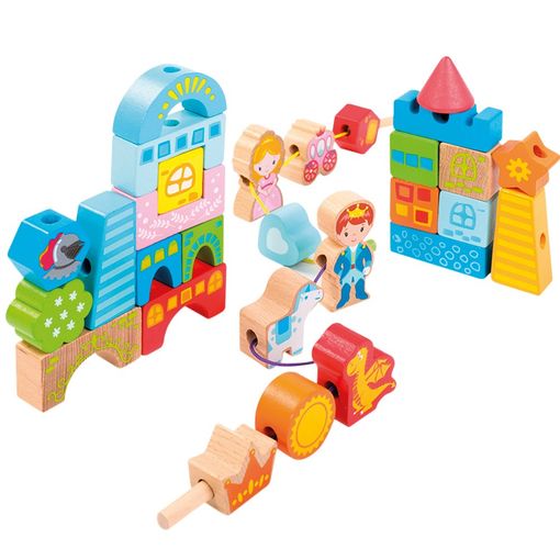 Construcciones para niños torre de madera 52 piezas Woomax, Juego