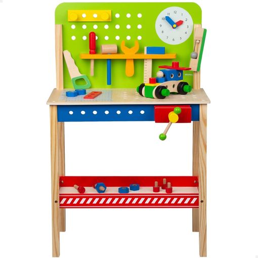  Banco de herramientas de juguete clásico, multicolor : Juguetes  y Juegos