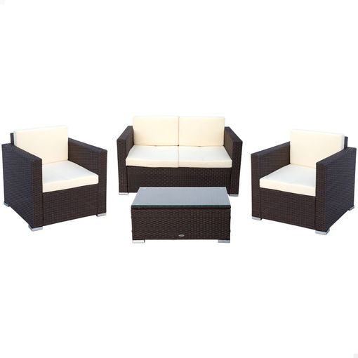 Conjunto muebles terraza con sillones y mesita ratán Aktive