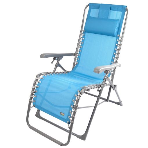 Silla De Playa Plegable Antivuelco Y Reclinable Azul Aktive