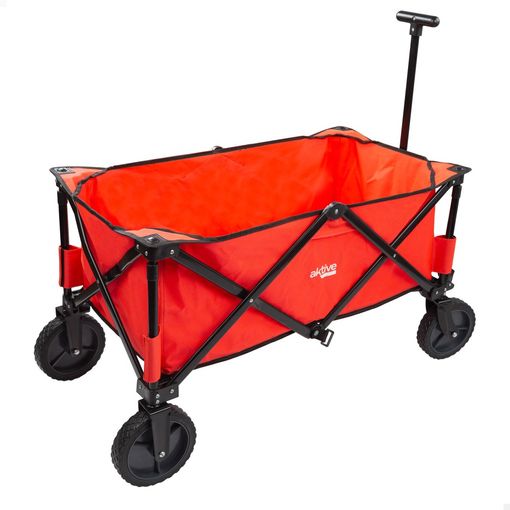 Carro De Playa Aktive Rojo, Plegable C/4 Ruedas, 107x49x91cm, Peso