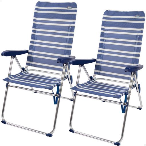 Pack ahorro 2 sillas playa Mediterráneo multiposición antivuelco 48x57x99  cm Aktive
