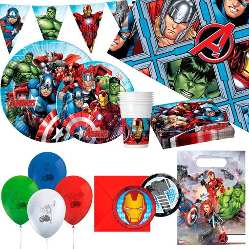 Set Fiesta Cumpleaños Infantil Avengers 64 Piezas con Ofertas en Carrefour