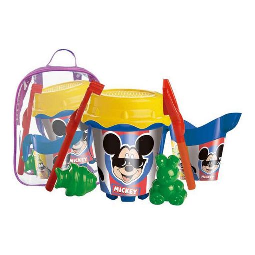 Mochila Cubo Playa Castillo 18 Cm Mickey Con Cedazo, Pala, Rastrillo Y Moldes (Unice - Disney - 314036)