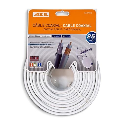 Cable Coaxial para antena de TV 75 Ohms de color blanco de 5 m
