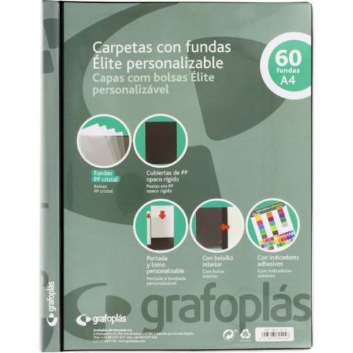 GRAFOPLAS Carpeta de fundas A4, 40 fundas, cubierta rígida