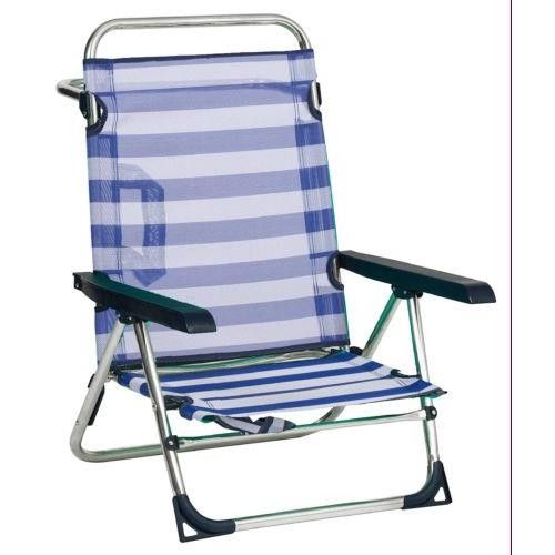 Silla playa aluminio Fibreline con asa y pata trasera plegable 0127 - Alco