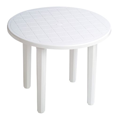 Mesa Plastico Redonda Blanca Jardín Exterior 90cms Color Blanco - Waluminio