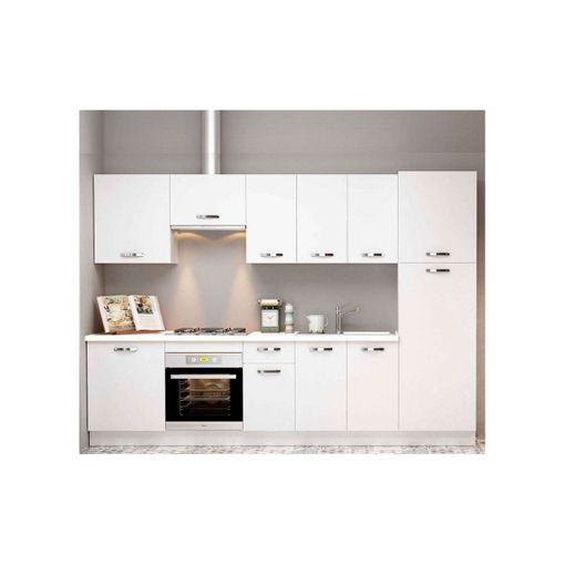 Cocina completa sin encimera y sin zocalo 240 cm(ancho) color roble-blanco  KIT-KIT Opción