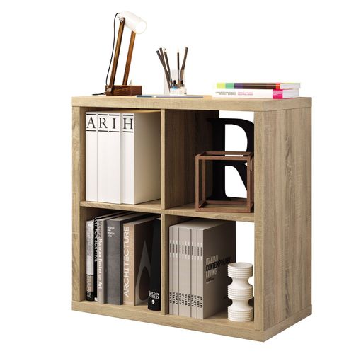 Estantería Cubo De Madera Mdf Gris Y Natural Contemporánea,de 60x29x62 Cm  con Ofertas en Carrefour