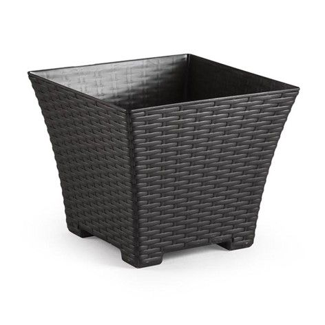 Maceta Rattan Cuadrada 25 Cm Negro