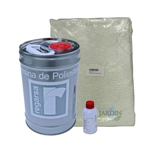 Resina Poliester con Catalizador 5 Kg + Manta Fibra de Vidrio MAT 300 5 M2