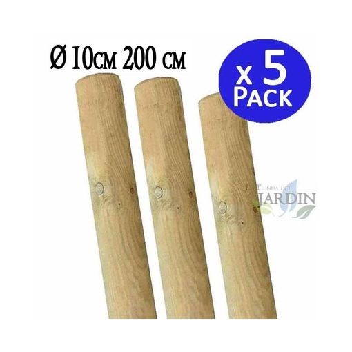 Poste tutor de madera 180 cm, diametro 5 cm (Pack 20), poste de