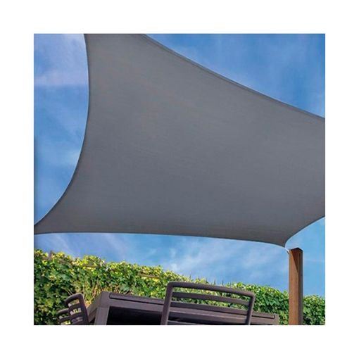 Toldo vela rectangular impermeable poliéster 3 x 4 m, gris165 gr/m2 UV para  jardin