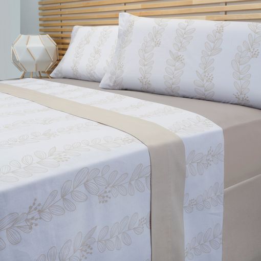 Cotton Artean - Juego De Sabanas Lines Ii Cama De 135 X 190/200. 100%  Algodón. con Ofertas en Carrefour