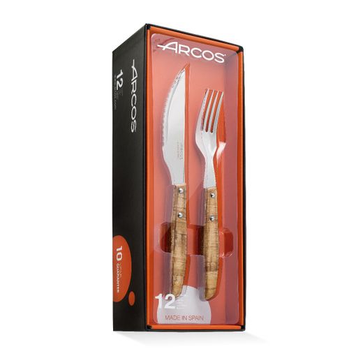 Pack 6 Cuchillos + 6 Tenedores Acero Inoxidable Arcos Mesa Marrón con  Ofertas en Carrefour