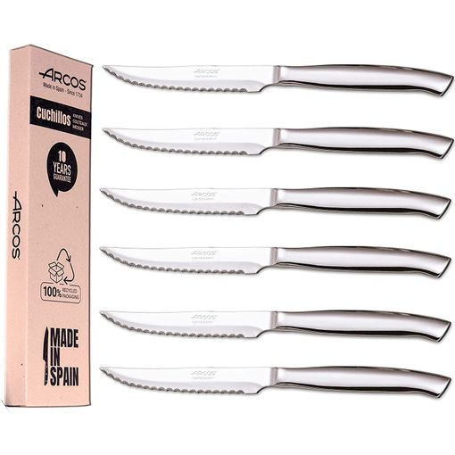 Arcos Juego Cuchillos Carne, 6 Piezas, Cuchillos Carne Arcos, Cuchillo  Chuleteros, Cubiertos Acero Inoxidable, Hoja 110 Mm, Mango Redondo Y  Forma Ovalada, Monobock, Caja Envase Ecológico con Ofertas en Carrefour