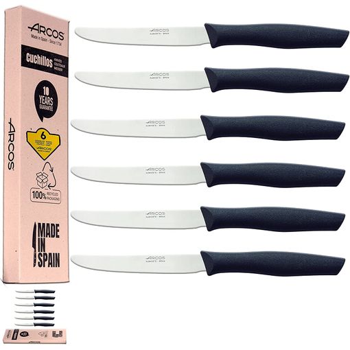 Set 6 Cuchillos Cocina Acero Inoxidable Arcos Niza Color Negro con Ofertas  en Carrefour