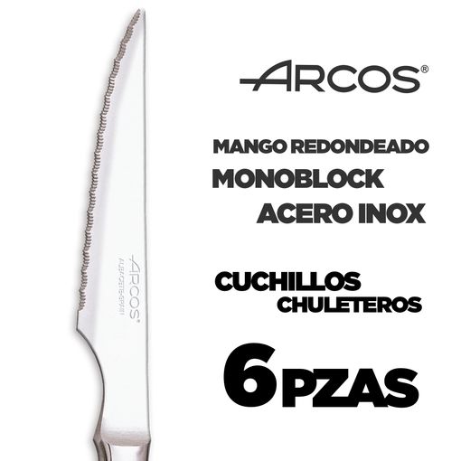 Arcos Juego Cuchillos Carne, 6 Piezas, Cuchillos Carne Arcos, Cuchillo  Chuleteros, Cubiertos Acero Inoxidable, Hoja 110 Mm, Mango Monobloque, Aptos Lavavajillas, Caja Envase Ecológico con Ofertas en Carrefour