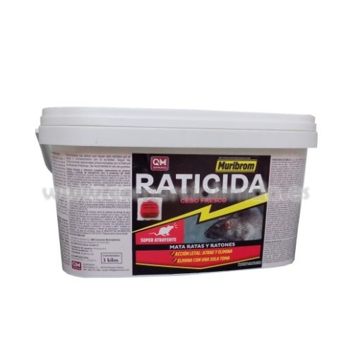 Muribrom Quimunsa Raticida Cebo Fresco EXPRÉS 1kg Veneno Ratones, Ratas y  roedores (Brodifacoum): : Jardín