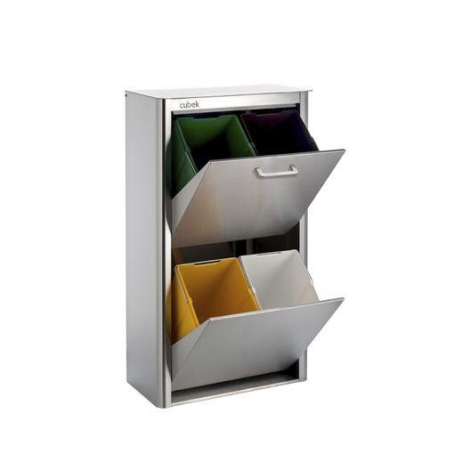 Jago - Papelera de cocina - 3 compartimentos - Acero inoxidable - Cubo de  basura - Sistema de separación de residuos - 24L - 47 x 30 x 41 cm 