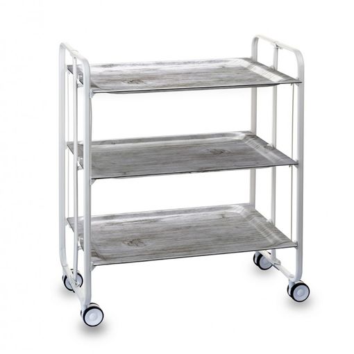 Carrito Auxiliar Con Ruedas Bauhaus, Armazón Metálico Color Blanco, 3  Bandejas,,cedro con Ofertas en Carrefour