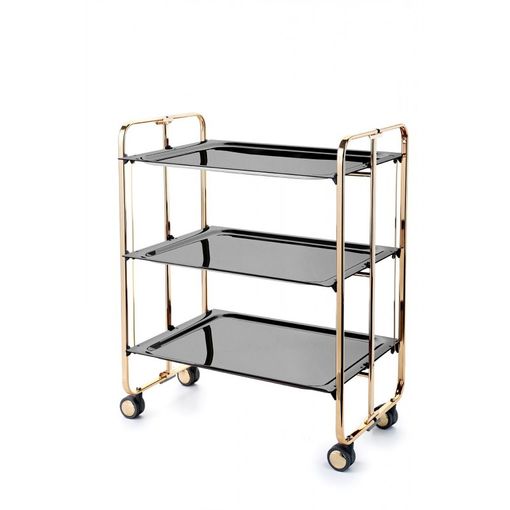 Carrito Plegable Con Ruedas Bauhaus, Armazón Con Baño De Oro, 3