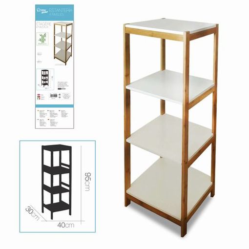 Organizador De Escritorio Vieremä Aglomerado 9 X 30 X 31 Cm - Blanco Y  Efecto Bambú [en.casa] con Ofertas en Carrefour