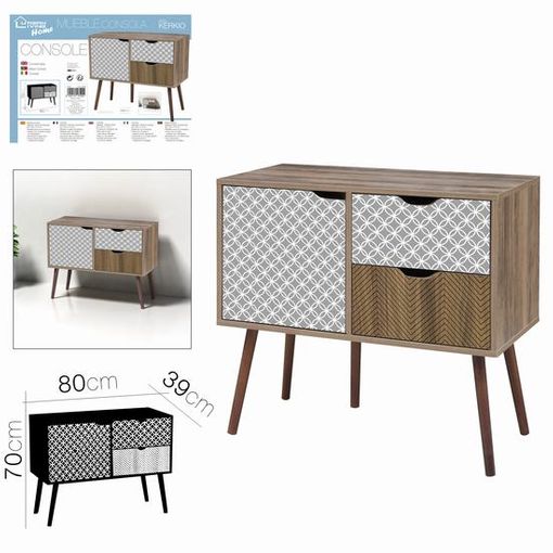 Mueble Recibidor, Consola Estilo Vintage Con Cajón, madera Natural, Color  Blanco Con Cajón Y Patas En Color Encerado con Ofertas en Carrefour