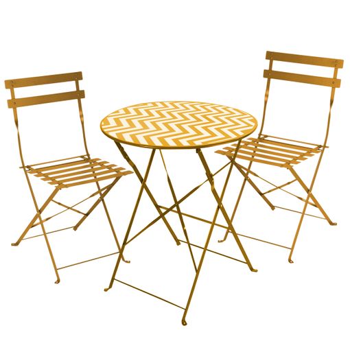 Sillas de comedor de exterior plegables de metal amarillo (x2