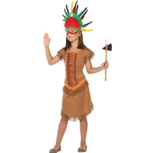 Disfraz de niña india nativa 4T, Marrón