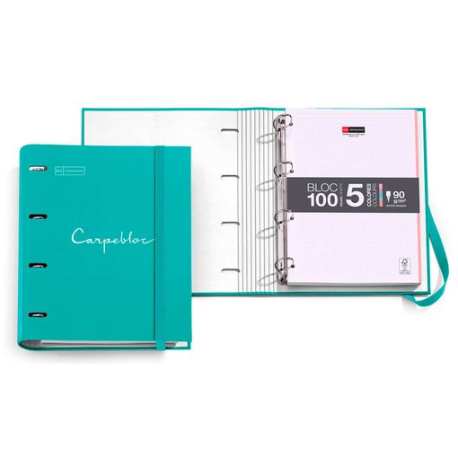 enlace Absolutamente Queja Miquelrius 14686 - Carpebloc Cuaderno, Archivador Carpeta Con 4 Anillas Con  Bloc 100 Hojas Cuadriculadas, Carpesano Cierre Goma, Color Turquesa con  Ofertas en Carrefour | Ofertas Carrefour Online