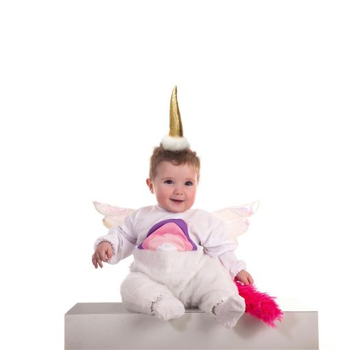 Disfraz mono con capucha unicornio blanco bebé: Disfraces niños,y