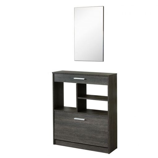 Mueble zapatero alto de pared con puerta de espejo o de madera