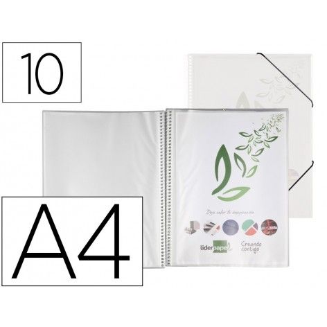 Carpeta Liderpapel Escaparate Con Espiral 10 Fundas Polipropileno Din A4 Transparente