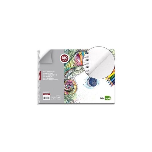 Bloc dibujo Liderpapel artistico espiral 230x325mm 20 hojas 180 g