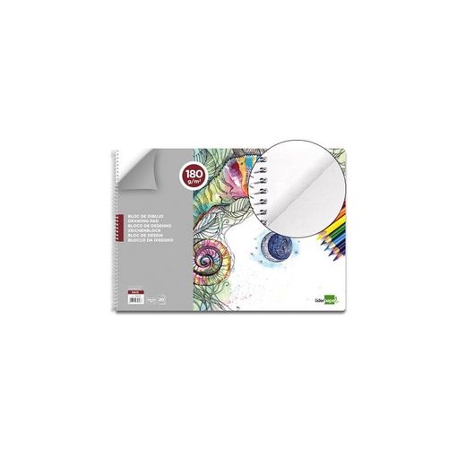 BLOC DIBUJO LIDERPAPEL LINEAL ESPIRAL 230X325MM 20 HOJAS 180 G/M2 CON  RECUADRO PERFORADO