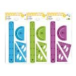 Juego Escuadra 10 Cm Cartabon 14 Cm Regla 30 Cm Y Semicirc. Plastico Flexible En Peta...