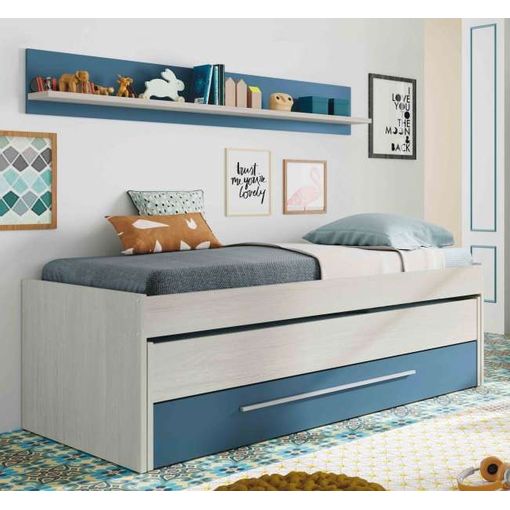 Cama Nido Juvenil Con Cajón Color Azul Y Blanco 90x190 Somier No Incluido  con Ofertas en Carrefour