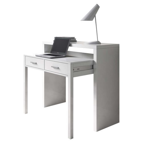 LIQUIDATODO ® - Mesa de escritorio extensible moderna y barata de 100cm en  blanco brillo : : Hogar y cocina