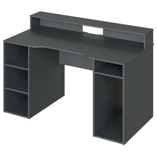 Mesa Gamer Grande Gris Moderno con LED 