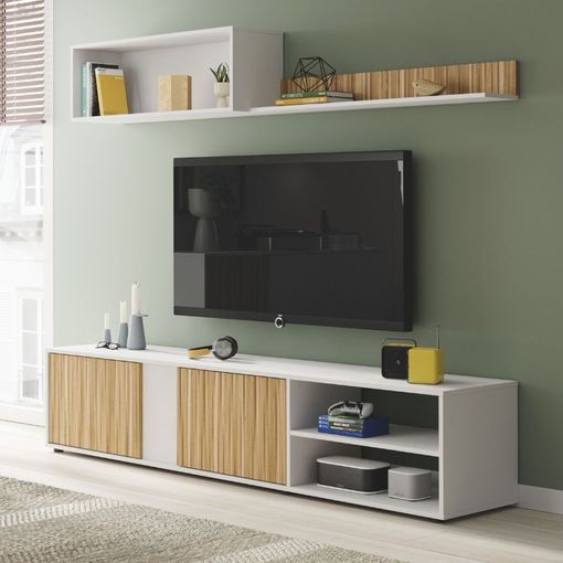 Mueble Tv De Melamina De Madera Homcom 120x40x38,5 Cm-blanco con Ofertas en  Carrefour