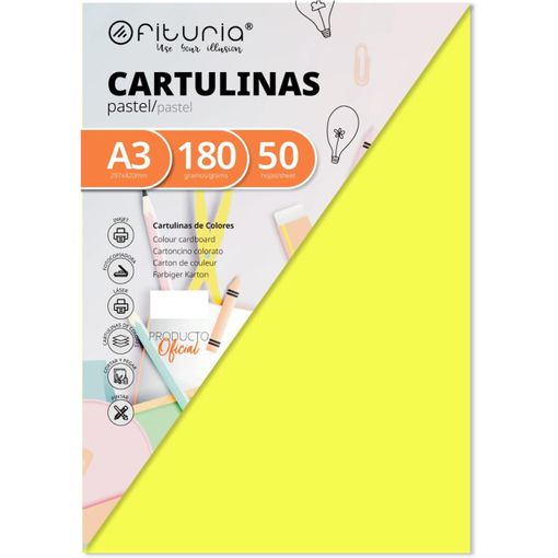 Cartulinas Grandes 50x65 Amarillo Limon Girasol Pack 25 hjs.