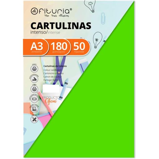 CARTULINA A3 PAQ-50 VERDE