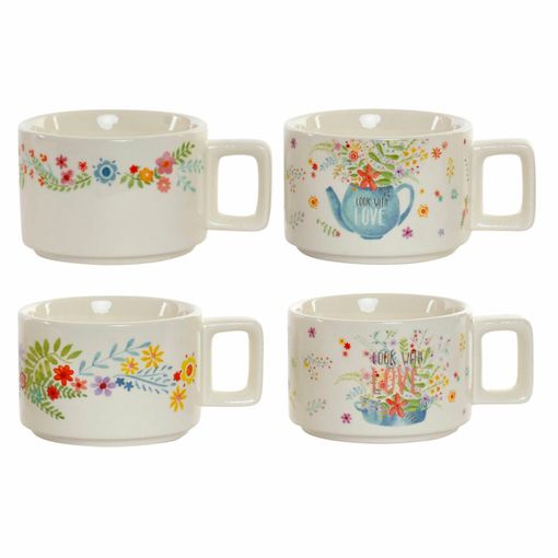 Juego De Tazas De Café Dkd Home Decor Blanco Gres (90 Ml) con Ofertas en  Carrefour