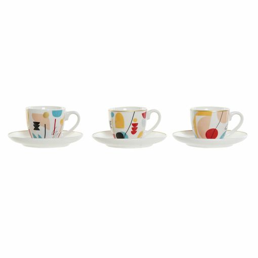 Juego De Tazas De Café Dkd Home Decor Azul Marrón Gres (150 Ml)