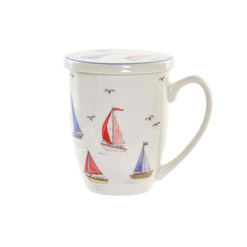 Taza Con Filtro Para Infusiones Dkd Home Decor Velero Porcelana Blanco (380  Ml) con Ofertas en Carrefour