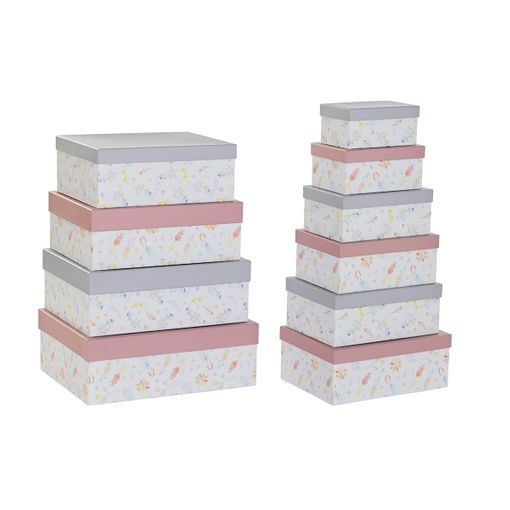 Set De Cajas Organizadoras Apilables Dkd Home Decor Flores Cartón