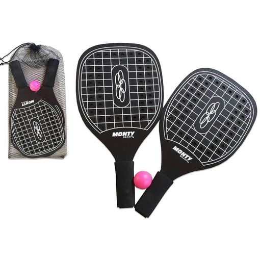 Set 2 Palas Madera Negra+pelota Puño Eva