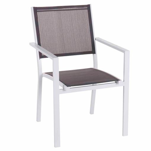 Silla de jardín Classic apilable de hierro y textileno blanca